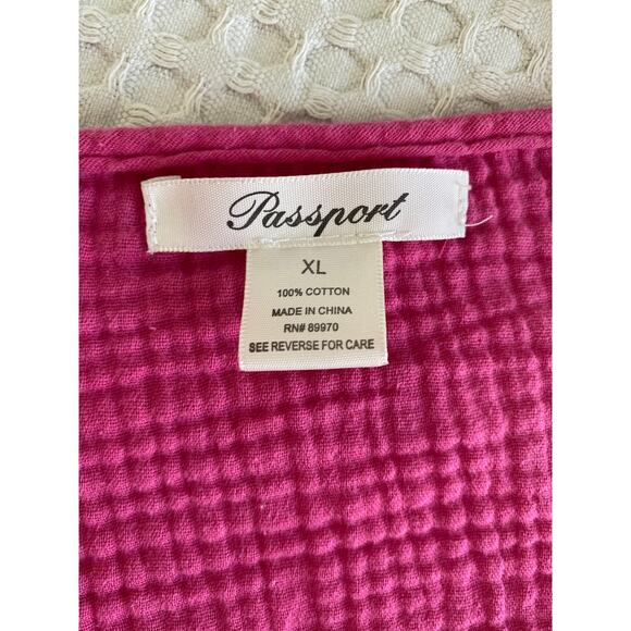 Passport Pink V-neck Gauze Ruffle Sleeve Top Sz XL - Picture 6 of 6